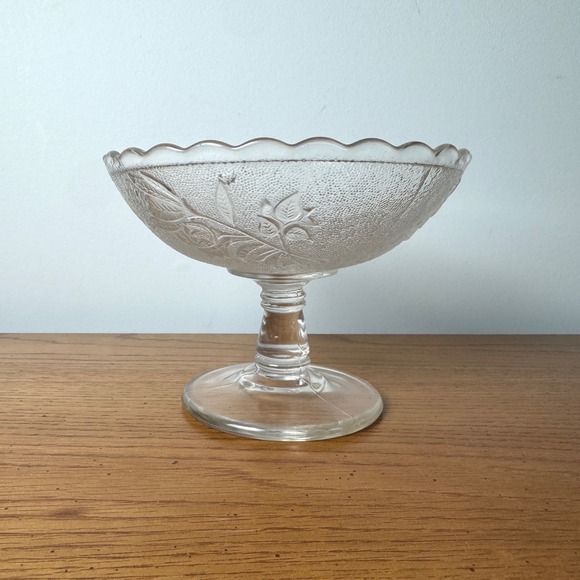 Campbell Jones & Co Other - Campbell Jones & Co Rose in the Snow Antique 1880s Embossed Glass Compote Dish